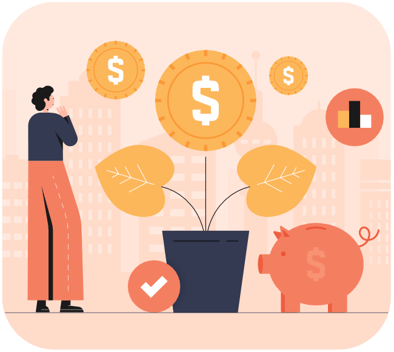 Graphic of growing money plant and investment