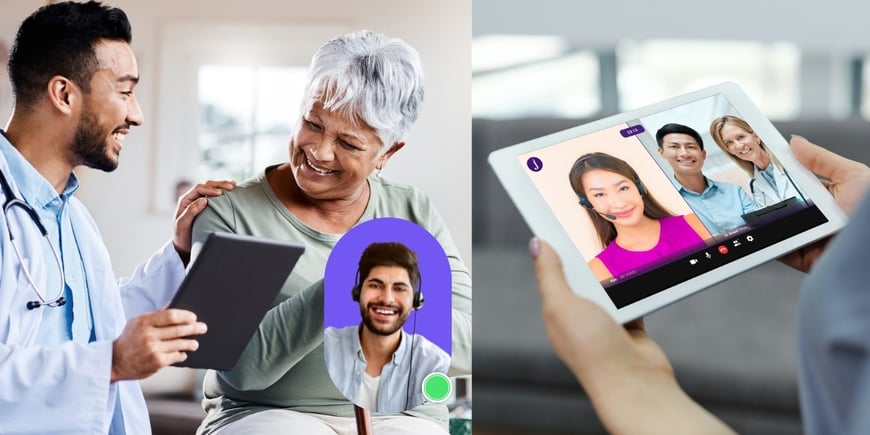 two images of jeenie in caregiver hands