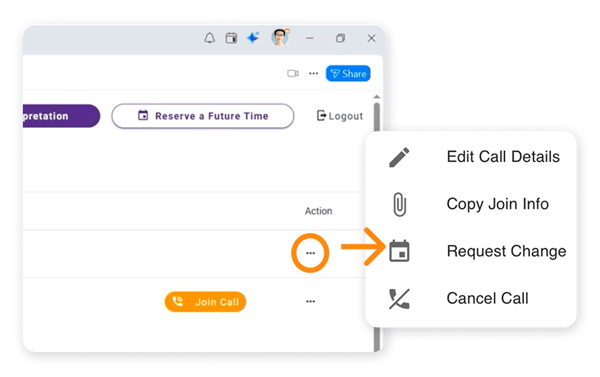 Screenshot - managing calls editing details and more