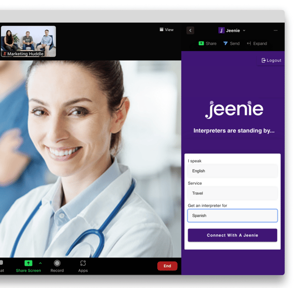 screenshot adding jeenie interpreter on demand in zoom meeting
