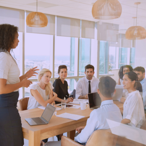 Legal team in conference room meeting