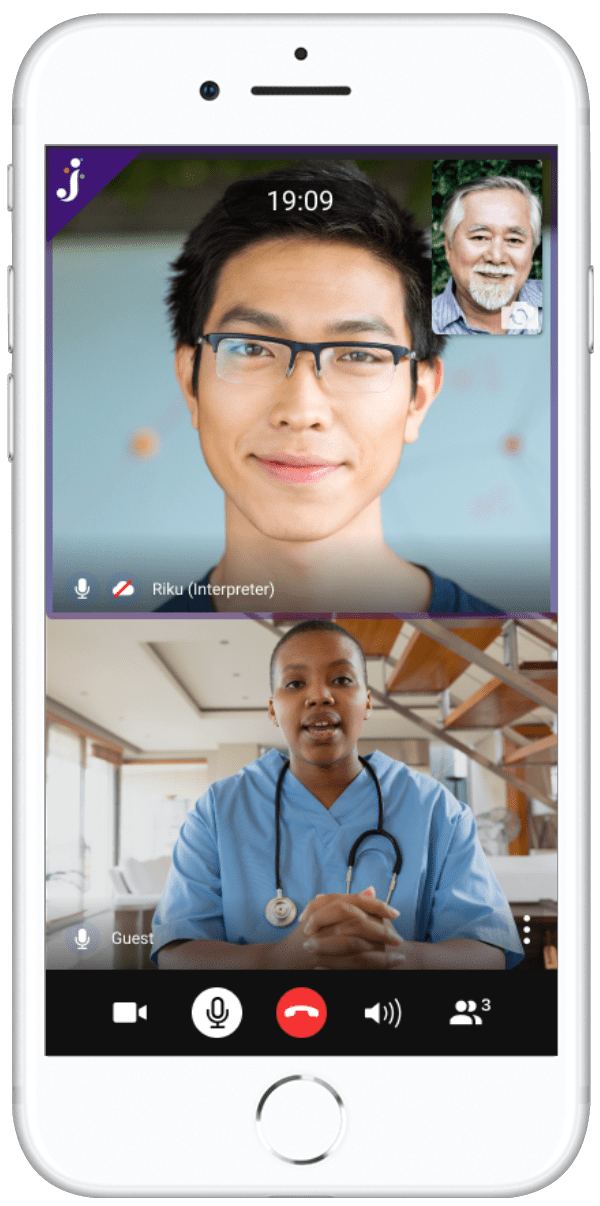 Jeenie iphone Screen Japanese language interpreter video call with doctor